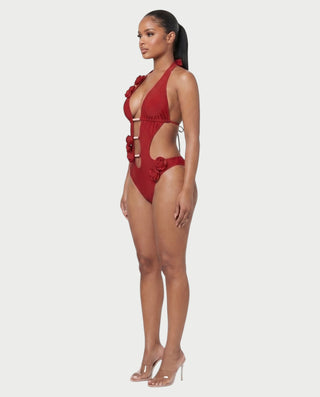 RAMONA Pearl Accent Floral One-Piece Swimsuit