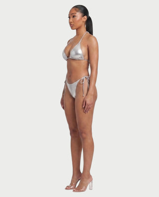 DALIYA Shiny Metallic Triangle Bikini Set