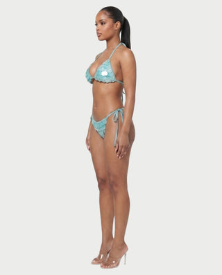 RIVENA Sequin Shell Triangle Bikini Set