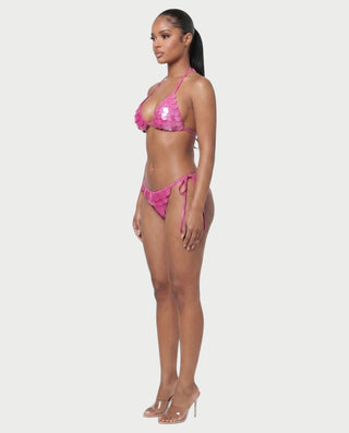 RIVENA Sequin Shell Triangle Bikini Set