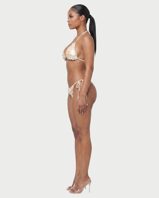 RIVENA Sequin Shell Triangle Bikini Set