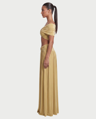 Vestido mini de malla con aberturas y detalle de cadena de JUVIA