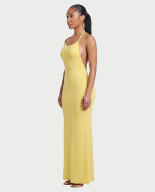 HIYABEL Open Back Halter Bodycon Maxi Dress