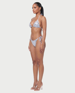 LUCENZA Iridescent Shell Button Triangle Bikini Set