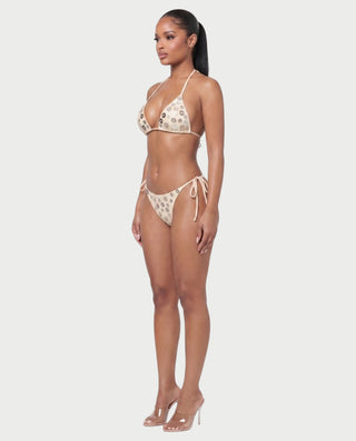 LUCENZA Iridescent Shell Button Triangle Bikini Set