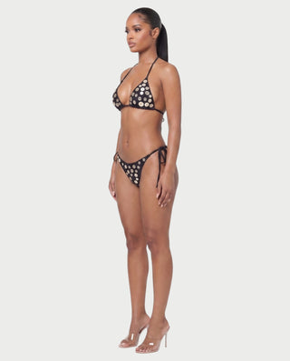 LUCENZA Iridescent Shell Button Triangle Bikini Set