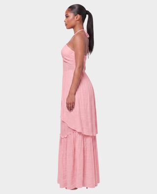 ELIORA Halter Cutout Top & Tiered Skirt Set