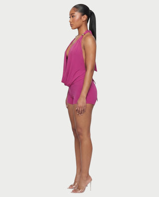 JENE Cowl Halter Top & Shorts Set