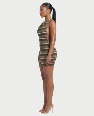 RICHY Striped Open-Back Cover-Up Mini Dress