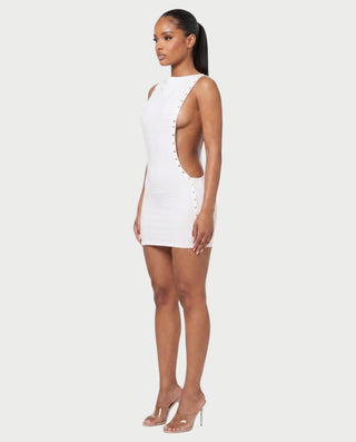 ZELVIA Open-Side Studded Bodycon Mini Dress