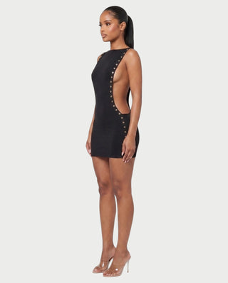 ZELVIA Open-Side Studded Bodycon Mini Dress