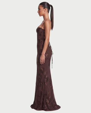 FLORELLE Floral Embroidered Corset Gown