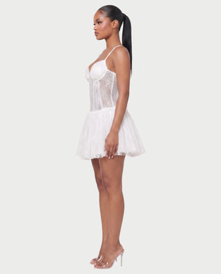 REZE Lace Mesh Tie-Back Mini Dress
