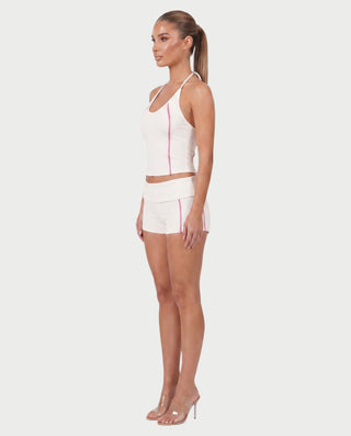 NAZIYA Open-Back Halter Top & Foldover Shorts Set