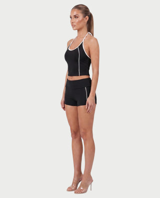 NAZIYA Open-Back Halter Top & Foldover Shorts Set