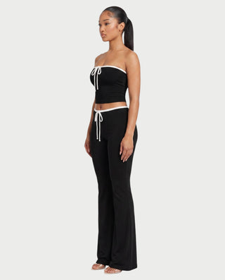 RAZIYA Tie-Front Tube Top & Flare Pants Set