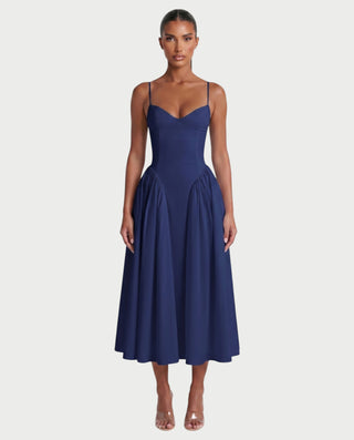 VESSA Lace-Up Back Corset Midi Dress