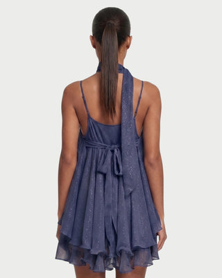 COZETTE Scarf-Neck Layered Ruffle Mini Dress