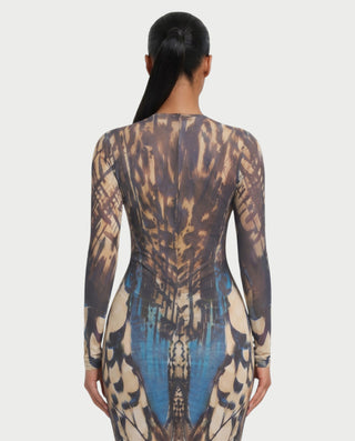 MARFINA Buckle Long-Sleeved Bodycon Maxi Dress