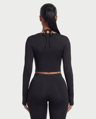 ROMILLY Three-Piece Cutout Long-Sleeve Crop Top