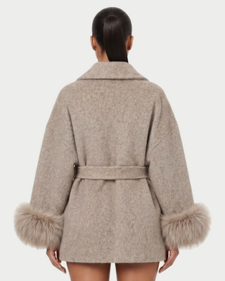 RULLY Plush Cuffs Drop-Shoulder Wrap Coat