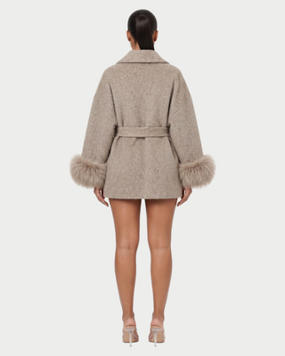 RULLY Plush Cuffs Drop-Shoulder Wrap Coat