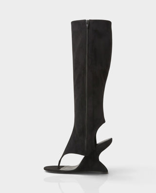 ADDILYN Knee-High Thong Toe Sculpted Wedge Heel Boots