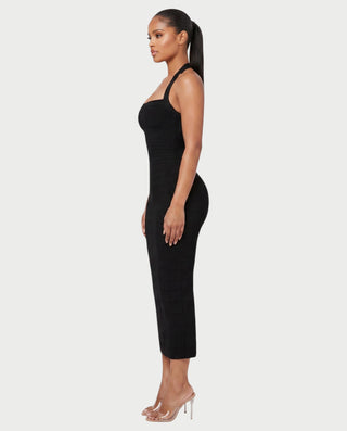 NIROBI Square Neck Halter Bandage Midi Dress