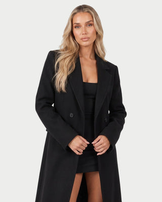 ANVINA Double-Breasted Notched Lapel Longline Trench Coat