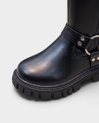 DEMY Lug Sole Buckled Knee-High Boots
