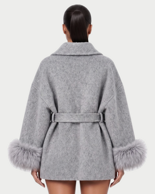 RULLY Plush Cuffs Drop-Shoulder Wrap Coat