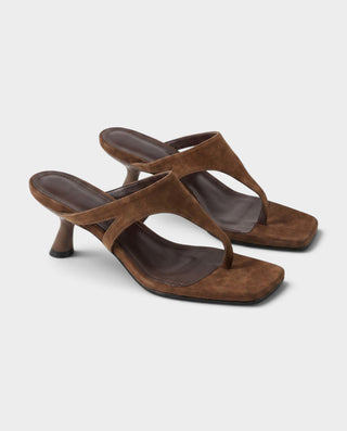 AKASHA Square Toe Flared Heel Mules