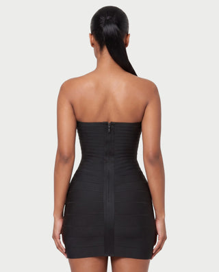 YUMI Strapless Sweetheart Chevron Bandage Bodycon Mini Dress