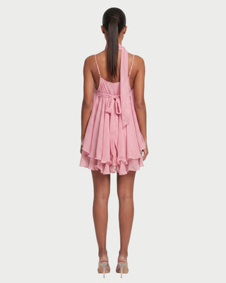 COZETTE Scarf-Neck Layered Ruffle Mini Dress