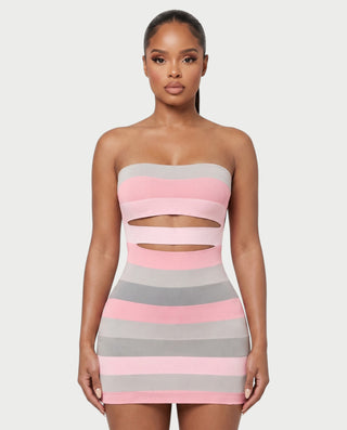 AILA Bandeau Waist-Cutout Bandage Mini Dress