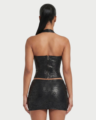 GIRIYA Textured Crop Top & Mini Skirt Set