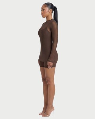 ROLINA Sheer Mesh Overlay Romper & Mini Dress Set