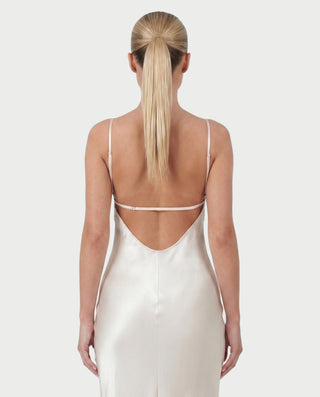 ANICA Lace-Trim Open-Back Satin Maxi Dress