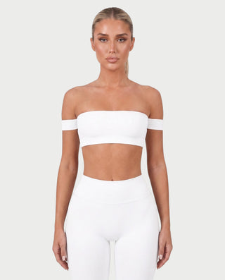 KAYLEE Off-Shoulder Bandeau Top & Capri Leggings Set