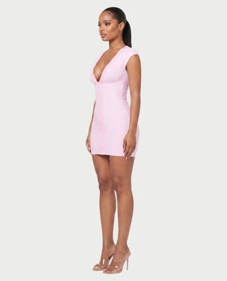 PRISHA Bandage Zip-Front Bodycon Mini Dress