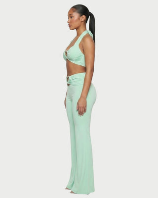 NAYELI Conjunto de top y pantalón con hebilla en forma de corazón