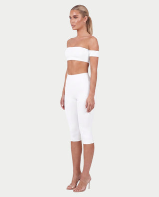 KAYLEE Off-Shoulder Bandeau Top & Capri Leggings Set