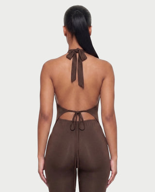 CORALINE Draped Cowl Halter Top & Capri Pants Set