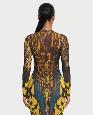 MARFINA Buckle Long-Sleeved Bodycon Maxi Dress