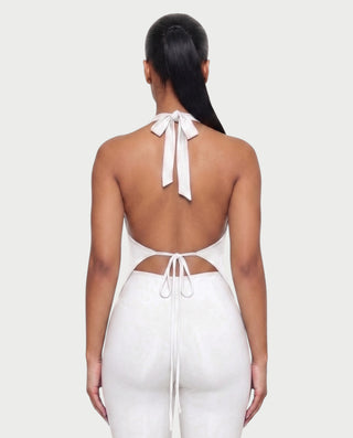 CORALINE Draped Cowl Halter Top & Capri Pants Set