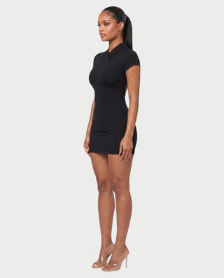 MAZEYA Crossover Neck Backless Bodycon Mini Dress