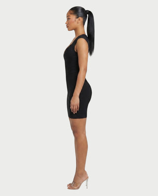 JULIETTE Deep V-Neck Cap Sleeve Bandage Mini Dress