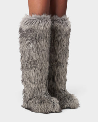 LINEA Oversized Fluffy Faux Knee-High Boots