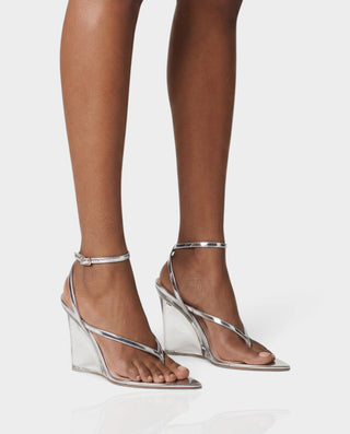 ISSY Transparent Pointed-Toe Wedge Heels
