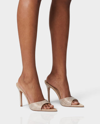 VALEMA Rhinestone Pointed-Toe Stiletto Mule Heels